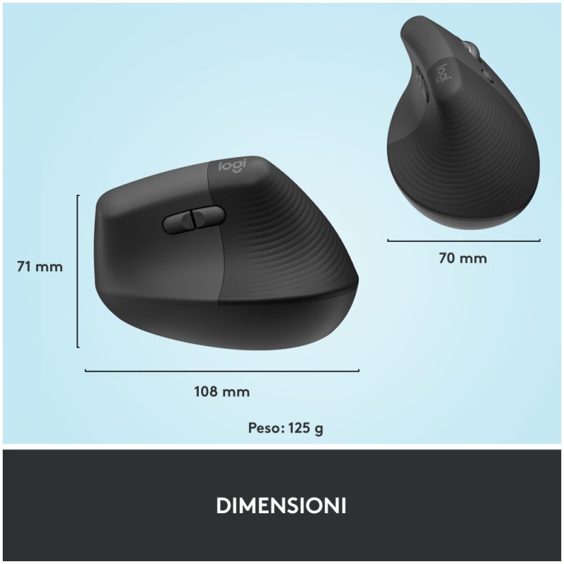 Miš brezžična + Bluetooth Logitech Lift Vertical za desničarje 4000DPI ergonomična grafitna (910-006473) LOGITECH Miš brezžična + Bluetooth Logitech Lift Vertical za desničarje 4000DPI ergonomična grafitna (910-006473)