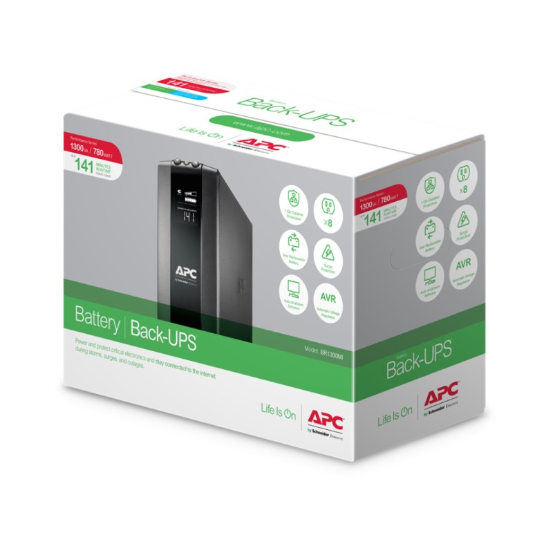 UPS APC Back-UPS Pro Line-Interactive 1300VA/780W 8x220V (BR1300MI) APC UPS APC Back-UPS Pro Line-Interactive 1300VA/780W 8x220V (BR1300MI)