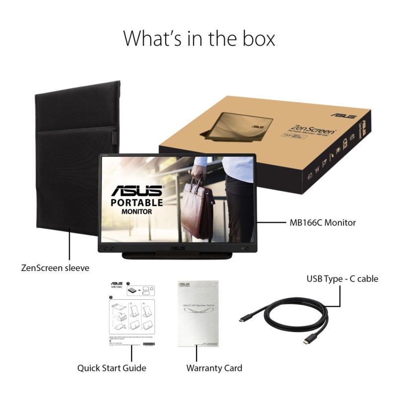 Prenosni monitor Asus 39,6 cm (15,6) MB166C 1920x1080 IPS 5ms USB-C ASUS Eye Care ASUS Prenosni monitor Asus 39,6 cm (15,6) MB166C 1920x1080 IPS 5ms USB-C ASUS Eye Care