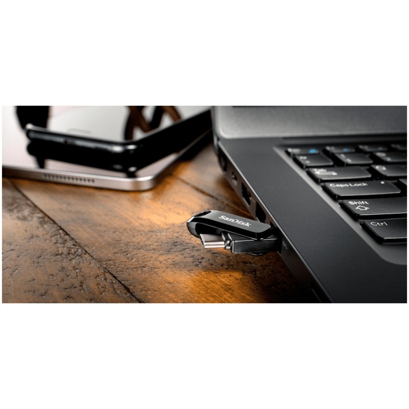 Spominski ključek 32GB USB 3.2/USB-C USB-C Sandisk Ultra Dual Go 150MB/s plastičen vrtljiv črn (SDDDC3-032G-G46) SANDISK Spominski ključek 32GB USB 3.2/USB-C USB-C Sandisk Ultra Dual Go 150MB/s plastičen vrtljiv črn (SDDDC3-032G-G46)