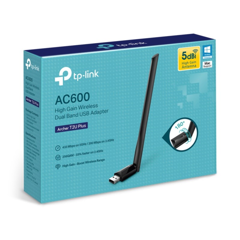 Brezžični mrežni adapter USB 2.0 TP-Link WiFi5 802.11ac AC600 600Mbit/s Dualband 1x antena (ARCHER T2U PLUS) TP-LINK Brezžični mrežni adapter USB 2.0 TP-Link WiFi5 802.11ac AC600 600Mbit/s Dualband 1x antena (ARCHER T2U PLUS)