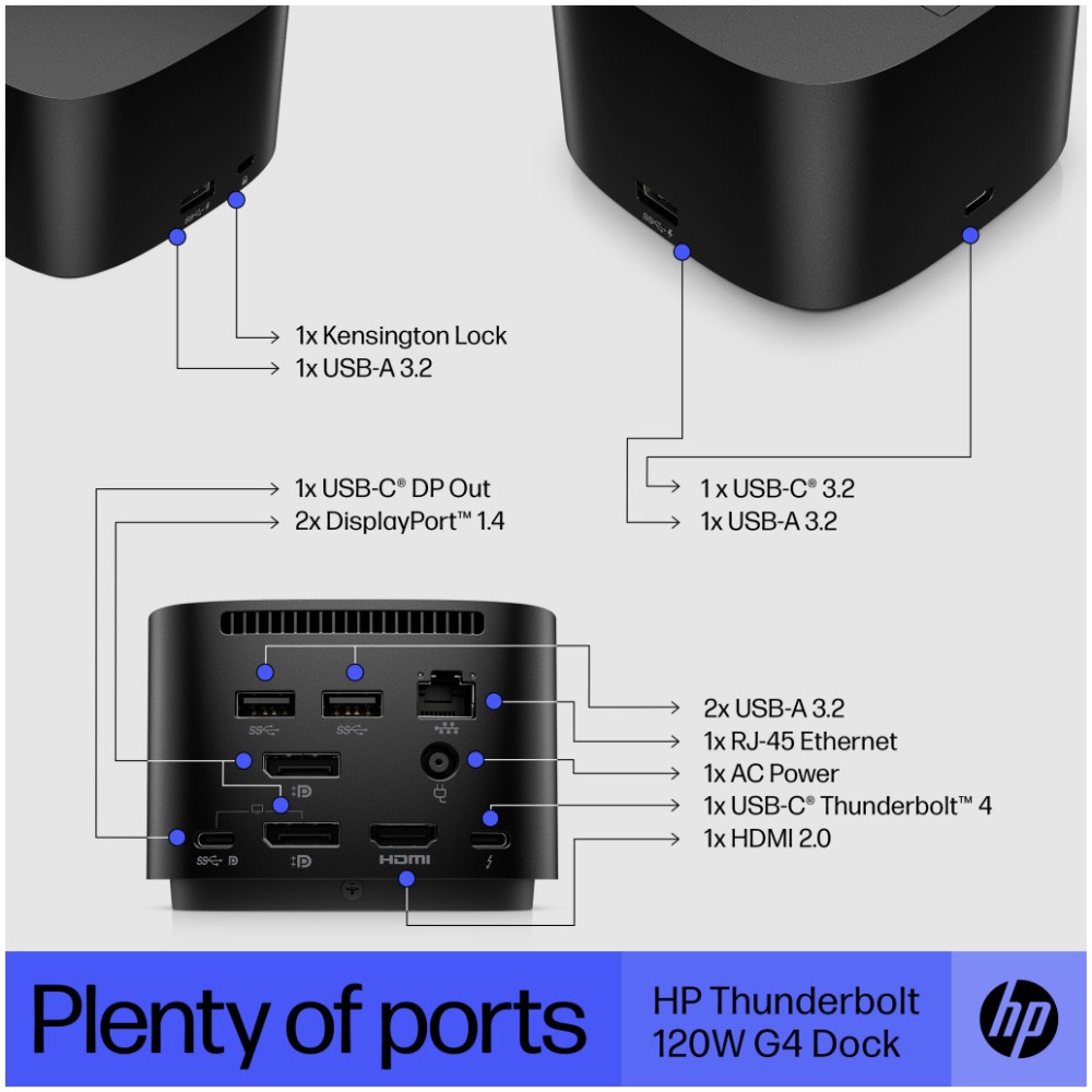 Priklopna postaja Thunderbolt4 => HP Dock G4 2xDisplayPort HDMI 4xUSB3.2 USB-C 120W RJ45 - (4J0A2AA#ABB) HP Priklopna postaja Thunderbolt4 => HP Dock G4 2xDisplayPort HDMI 4xUSB3.2 USB-C 120W RJ45 - (4J0A2AA#ABB)