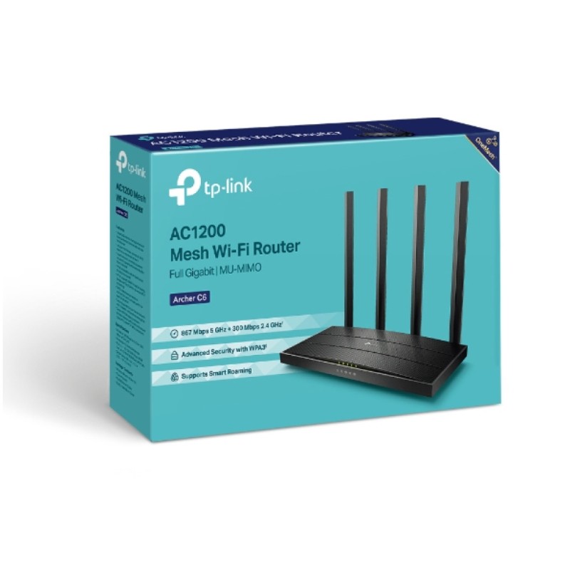 Usmerjevalnik brezžični TP-Link WiFi5 802.11ac AC1200 867Mbit/s dualband MU-MIMO 4xLAN 4x antena (ARCHER C6 V3.2) TP-LINK Usmerjevalnik brezžični TP-Link WiFi5 802.11ac AC1200 867Mbit/s dualband MU-MIMO 4xLAN 4x antena (ARCHER C6 V3.2)
