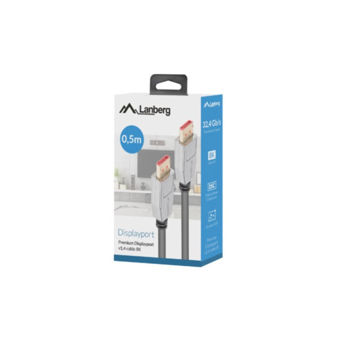 Kabel DisplayPort (m) => DisplayPort (m) 0,5m Lanberg 20 PIN V1.4 8K Kabel DisplayPort (m) => DisplayPort (m) 0,5m Lanberg 20 PIN V1.4 8K