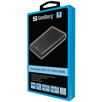Prenosna baterija Sandberg USB-C PD 100W 38.400 mAh 1x USB-B 2x USB-A 1x USB-C Prenosna baterija Sandberg USB-C PD 100W 38.400 mAh 1x USB-B 2x USB-A 1x USB-C