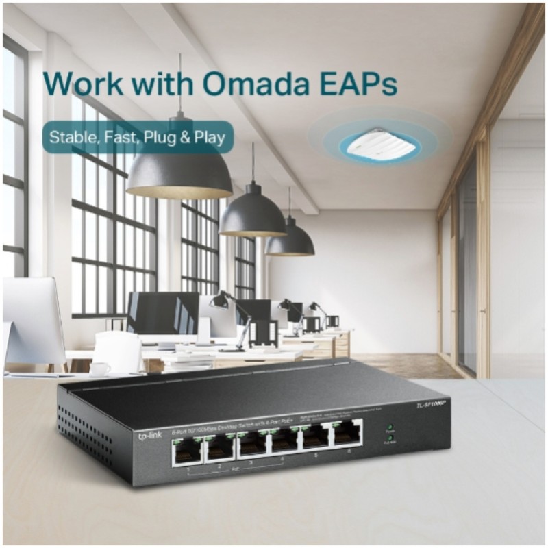 STIKALO 6-PORT TP-Link Smart 10/100 PoE+ (TL-SF1006P) TP-LINK STIKALO 6-PORT TP-Link Smart 10/100 PoE+ (TL-SF1006P)