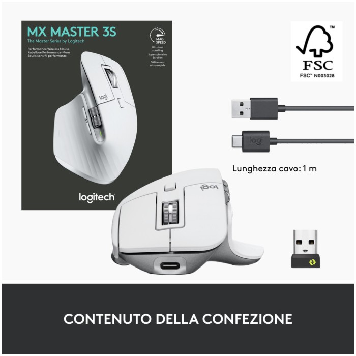 Miš brezžična + Bluetooth Logitech MX Master 3S Performance 8000DPI Unifying siva (910-006560) Miš brezžična + Bluetooth Logitech MX Master 3S Performance 8000DPI Unifying siva (910-006560)