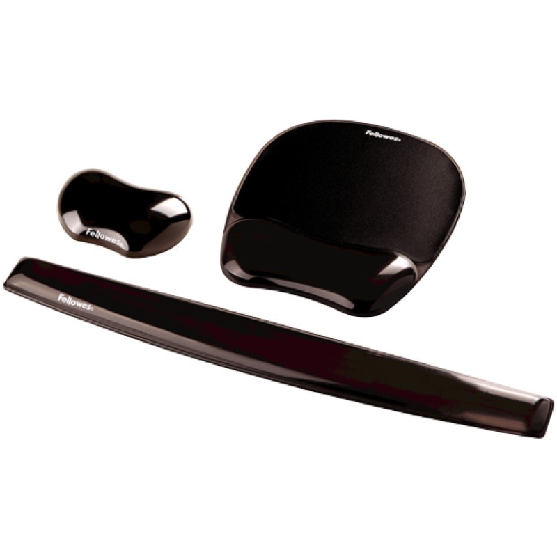 Podloga za miško z gelom ergonomska Fellowes Crystal™ črna FELLOWES Podloga za miško z gelom ergonomska Fellowes Crystal™ črna