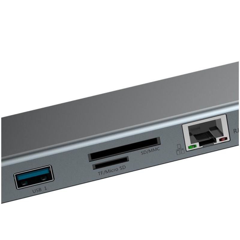Priklopna postaja USB-C => 3x USB 3.0 tip A USB-C PD 60W 2x HDMI VGA microSD/SD/MMC RJ45 AUX Baseus Enjoyment Series srebrn (CATSX-G0G) Baseus Priklopna postaja USB-C => 3x USB 3.0 tip A USB-C PD 60W 2x HDMI VGA microSD/SD/MMC RJ45 AUX Baseus Enjoyment Series srebrn (CATSX-G0G)