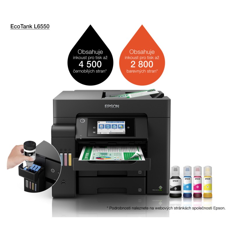 Tiskalnik Brizgalni Barvni Multifunkcijski Epson EcoTank ITS L6550 A4/tiskanje/skeniranje/kopiranje/faks/DUPLEX/Wi-Fi/LAN (C11CJ30402) Epson Tiskalnik Brizgalni Barvni Multifunkcijski Epson EcoTank ITS L6550 A4/tiskanje/skeniranje/kopiranje/faks/DUPLEX/Wi-Fi/LAN (C11CJ30402)