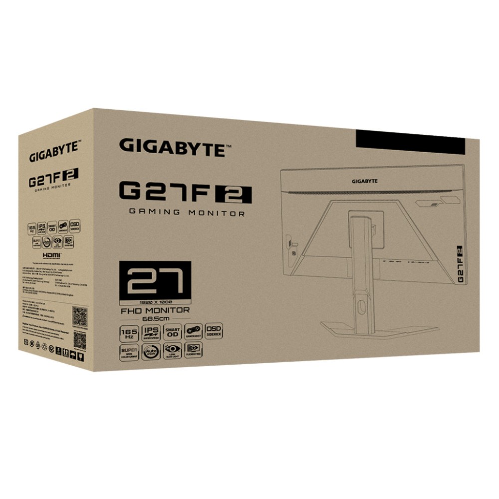 Monitor GigaByte 68,6 cm (27,0) G27F 2 1920x1080 Gaming 170Hz IPS 1ms 2xHDMI DisplayPort 2xUSB3.2 HAS sRGB130% FreeSync Premium GIGABYTE Monitor GigaByte 68,6 cm (27,0) G27F 2 1920x1080 Gaming 170Hz IPS 1ms 2xHDMI DisplayPort 2xUSB3.2 HAS sRGB130% FreeSync Premium