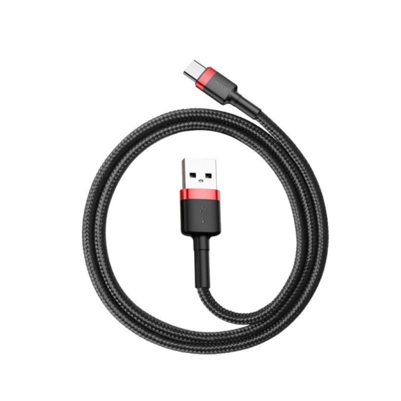 Kabel USB-C => USB-A 2.0 tekstil ovoj 1,00m 5V/3A QC3 Baseus črn/rdeč (CATKLF-B91) Baseus Kabel USB-C => USB-A 2.0 tekstil ovoj 1,00m 5V/3A QC3 Baseus črn/rdeč (CATKLF-B91)