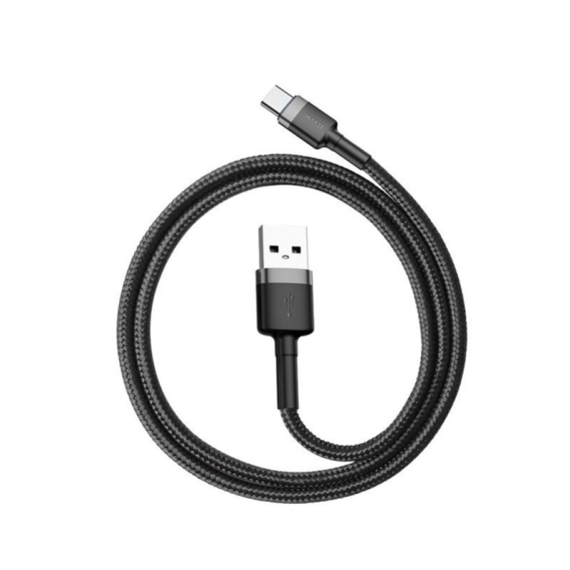 Kabel USB-C => USB-A 2.0 tekstil ovoj 1,00m 5V/3A QC3 Baseus črn/siv (CATKLF-BG1) Baseus Kabel USB-C => USB-A 2.0 tekstil ovoj 1,00m 5V/3A QC3 Baseus črn/siv (CATKLF-BG1)