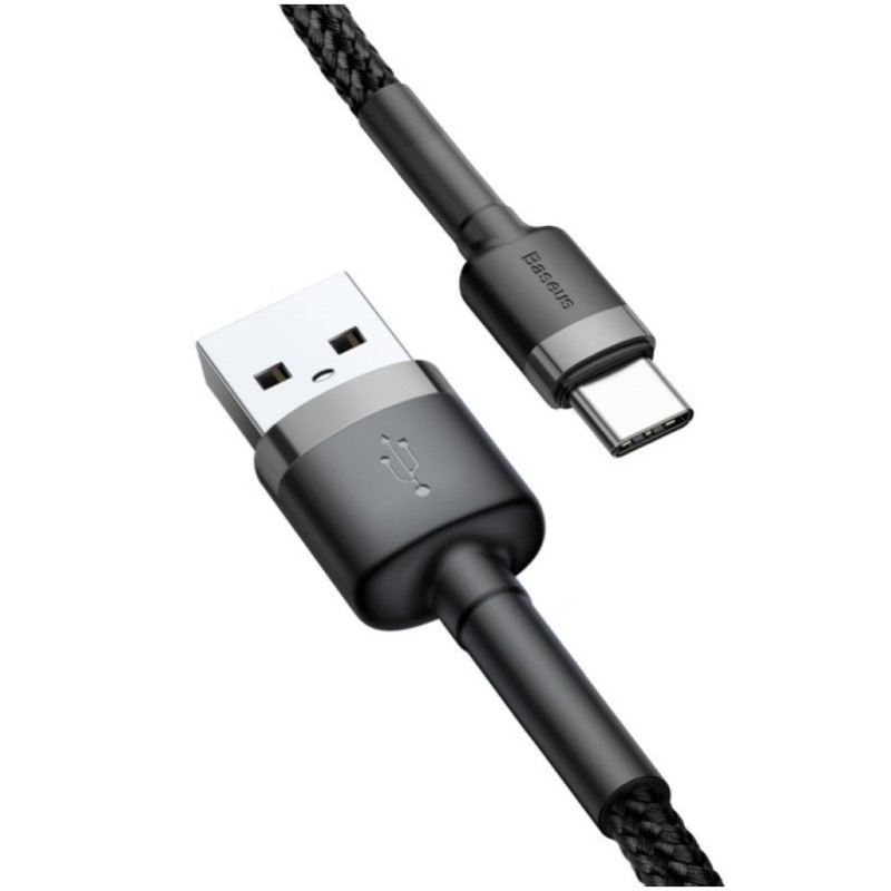 Kabel USB-C => USB-A 2.0 tekstil ovoj 1,00m 5V/3A QC3 Baseus črn/siv (CATKLF-BG1) Baseus Kabel USB-C => USB-A 2.0 tekstil ovoj 1,00m 5V/3A QC3 Baseus črn/siv (CATKLF-BG1)