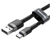 Kabel USB-C => USB-A 2.0 tekstil ovoj 1,00m 5V/3A QC3 Baseus črn/siv (CATKLF-BG1)
