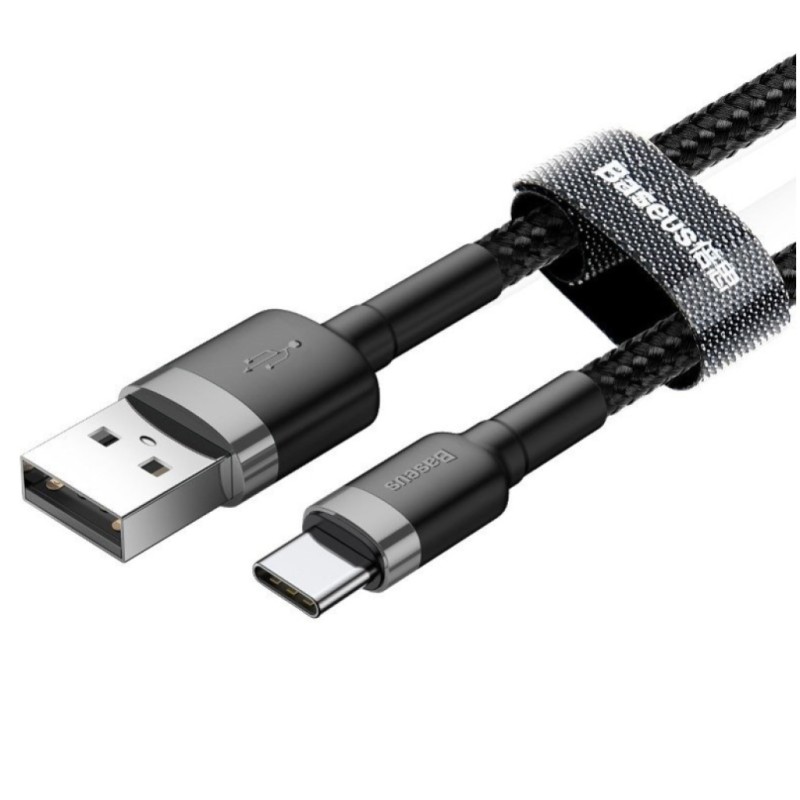 Kabel USB-C => USB-A 2.0 tekstil ovoj 1,00m 5V/3A QC3 Baseus črn/siv (CATKLF-BG1) Baseus Kabel USB-C => USB-A 2.0 tekstil ovoj 1,00m 5V/3A QC3 Baseus črn/siv (CATKLF-BG1)