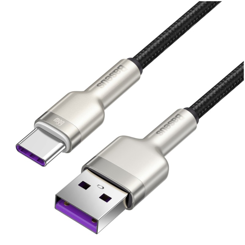 Kabel USB-C => USB-A 2.0 tekstil ovoj 2,00m 6A 66W Baseus Metal – črn (CAKF000201) Baseus Kabel USB-C => USB-A 2.0 tekstil ovoj 2,00m 6A 66W Baseus Metal – črn (CAKF000201)