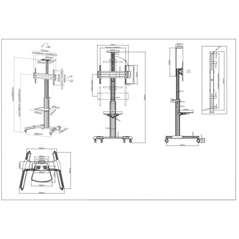 Nosilec samostoječ Manhattan za TV 37-70 do 50kg na kolesih (461245) Manhattan Nosilec samostoječ Manhattan za TV 37-70 do 50kg na kolesih (461245)