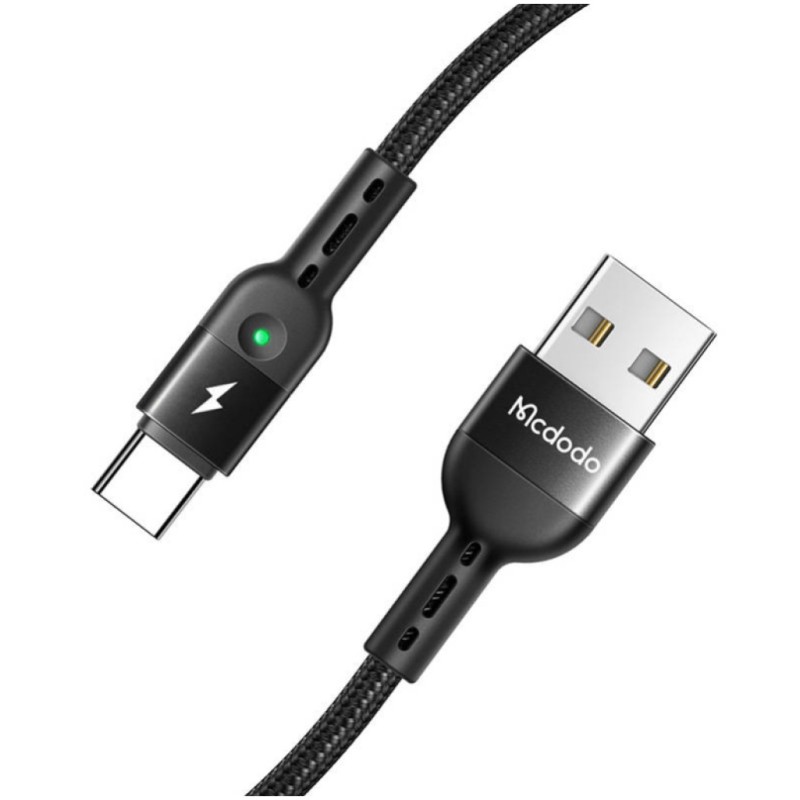Kabel USB-C => USB-A 2.0 tekstil ovoj 1,80m 2A QC4 Mcdodo Omega - črn (CA-6420) Mcdodo Kabel USB-C => USB-A 2.0 tekstil ovoj 1,80m 2A QC4 Mcdodo Omega - črn (CA-6420)
