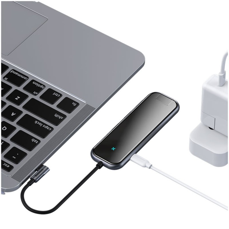 Priklopna postaja USB-C => 3x USB 3.0 tip A 1x USB-C PD 60W 1x HDMI 4K@30Hz 1x RJ45 Giga Baseus (CAHUB-DZ0G) Baseus Priklopna postaja USB-C => 3x USB 3.0 tip A 1x USB-C PD 60W 1x HDMI 4K@30Hz 1x RJ45 Giga Baseus (CAHUB-DZ0G)