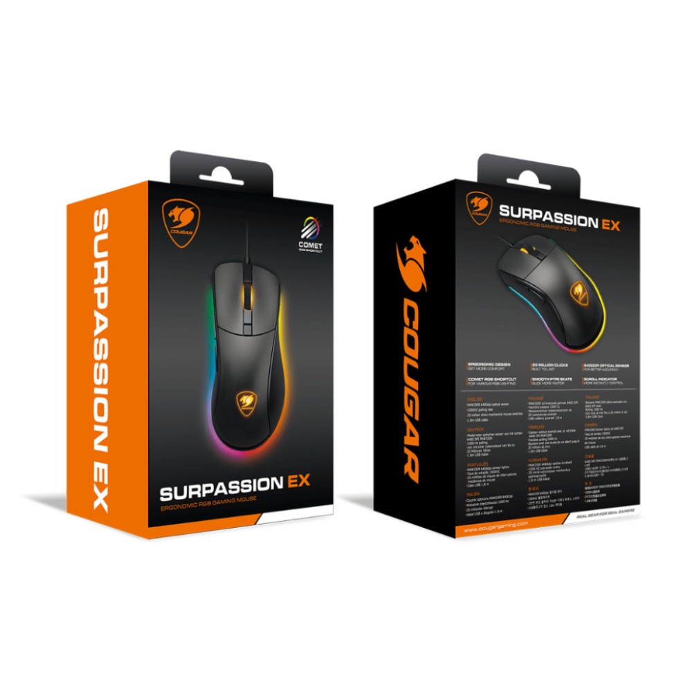 Miš Cougar USB Surpassion EX optična gaming 6400DPI RGB črna (CGR-WOMB-SEX) Cougar Miš Cougar USB Surpassion EX optična gaming 6400DPI RGB črna (CGR-WOMB-SEX)
