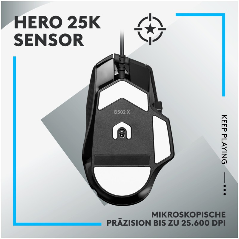 Miš Logitech USB G502 X optična gaming 13 gumbov 25600DPI RGB črna (910-006138) LOGITECH Miš Logitech USB G502 X optična gaming 13 gumbov 25600DPI RGB črna (910-006138)