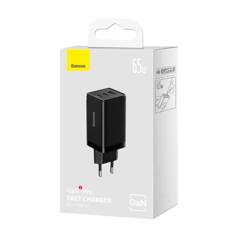 Hišni polnilec 100-240V => USB-A 2x USB-C 65W za mobilni telefon ali tablični računalnik Baseus GaN5 Pro PD3 + PPS + QC3 (CCGP120201) Baseus Hišni polnilec 100-240V => USB-A 2x USB-C 65W za mobilni telefon ali tablični računalnik Baseus GaN5 Pro PD3 + PPS + QC3 (CCGP120201)