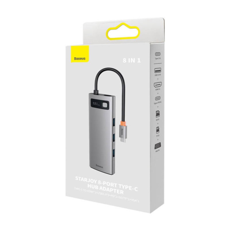 Priklopna postaja USB-C =>BASEUS 1xHDMI 1xVGA 3xUSB3.0 1xUSB-C PD100W Čitalec kartic (WKWG050013) Baseus Priklopna postaja USB-C =>BASEUS 1xHDMI 1xVGA 3xUSB3.0 1xUSB-C PD100W Čitalec kartic (WKWG050013)