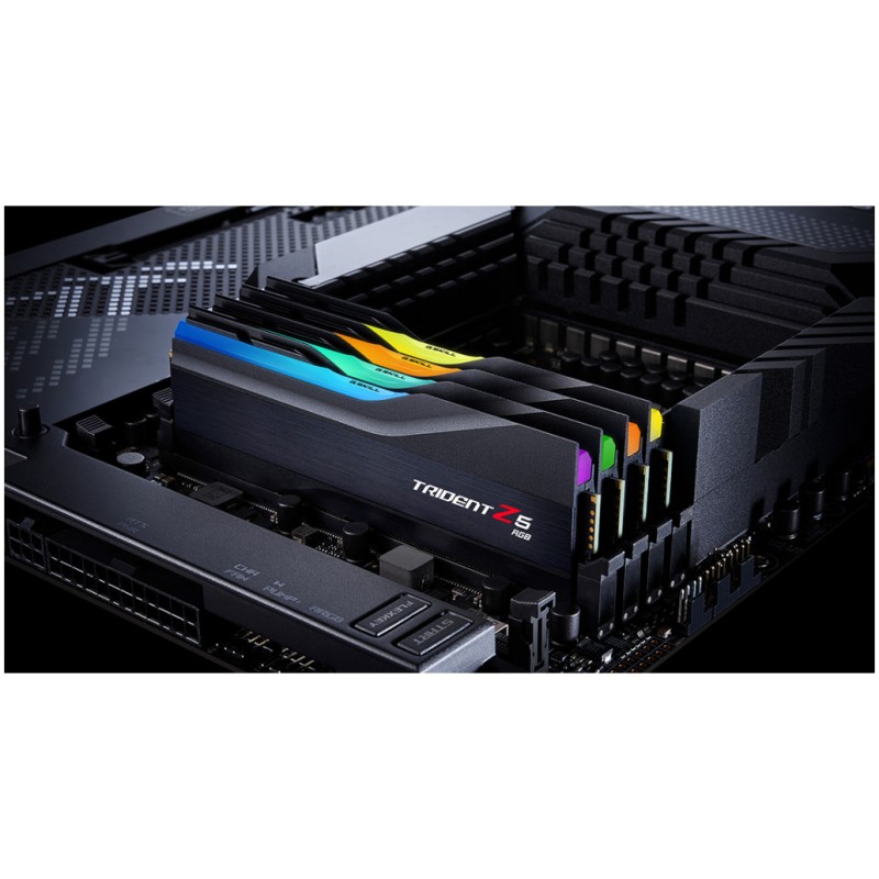 DDR5 32GB 6400MHz CL32 KIT (2x16GB) G.Skill Trident Z5 RGB 1,40V Gaming črna (F5-6400J3239G16GX2-TZ5RK) G.Skill DDR5 32GB 6400MHz CL32 KIT (2x16GB) G.Skill Trident Z5 RGB 1,40V Gaming črna (F5-6400J3239G16GX2-TZ5RK)