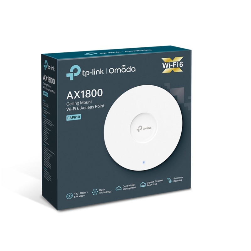 Dostopna točka TP-Link WiFi6 802.11ax AX1800 1201Mbit/s dualband MU-MIMO OFDMA 1x notranja antena (EAP610) TP-LINK Dostopna točka TP-Link WiFi6 802.11ax AX1800 1201Mbit/s dualband MU-MIMO OFDMA 1x notranja antena (EAP610)