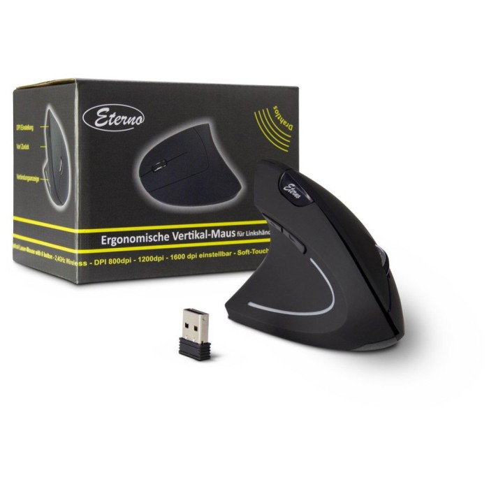 Miš brezžična ergonomska Inter-Tech KM-206L 16000DPI za levičarje črna Miš brezžična ergonomska Inter-Tech KM-206L 16000DPI za levičarje črna
