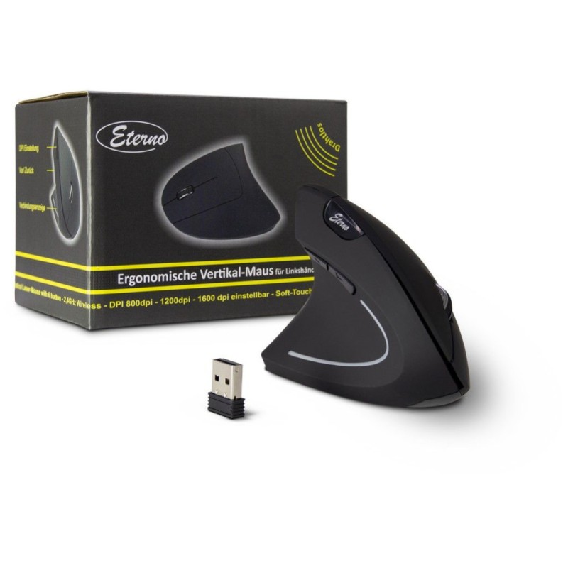 Miš brezžična ergonomska Inter-Tech KM-206L 16000DPI za levičarje črna Inter-Tech Miš brezžična ergonomska Inter-Tech KM-206L 16000DPI za levičarje črna