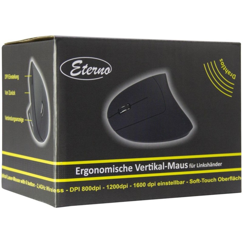 Miš brezžična ergonomska Inter-Tech KM-206L 16000DPI za levičarje črna Inter-Tech Miš brezžična ergonomska Inter-Tech KM-206L 16000DPI za levičarje črna