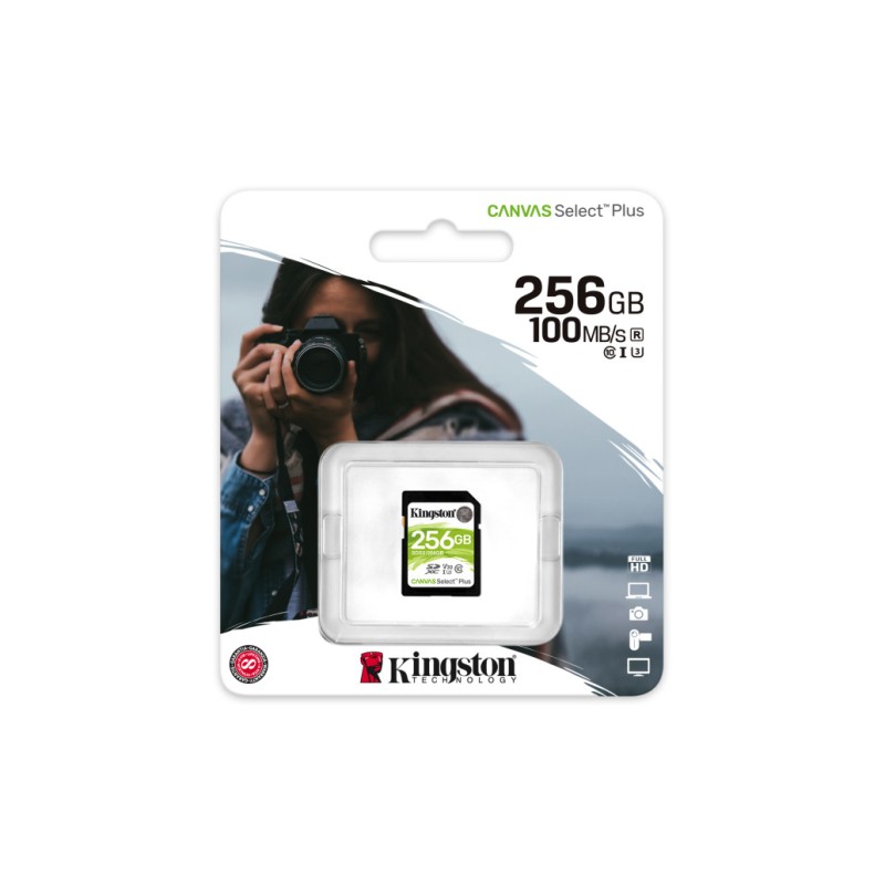 Spominska kartica SDXC 256GB Kingston Canvas Select Plus 100MB/s/85MB/s U3 V30 UHS-I (SDS2/256GB) KINGSTON Spominska kartica SDXC 256GB Kingston Canvas Select Plus 100MB/s/85MB/s U3 V30 UHS-I (SDS2/256GB)