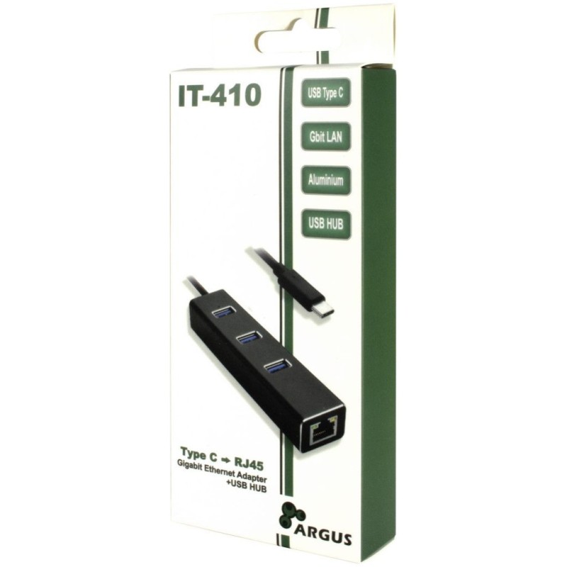 HUB USB-C => 3xUSB3.0 LAN RJ45 100/1000 Inter-Tech Argus IT-410 (88885440) Inter-Tech HUB USB-C => 3xUSB3.0 LAN RJ45 100/1000 Inter-Tech Argus IT-410 (88885440)
