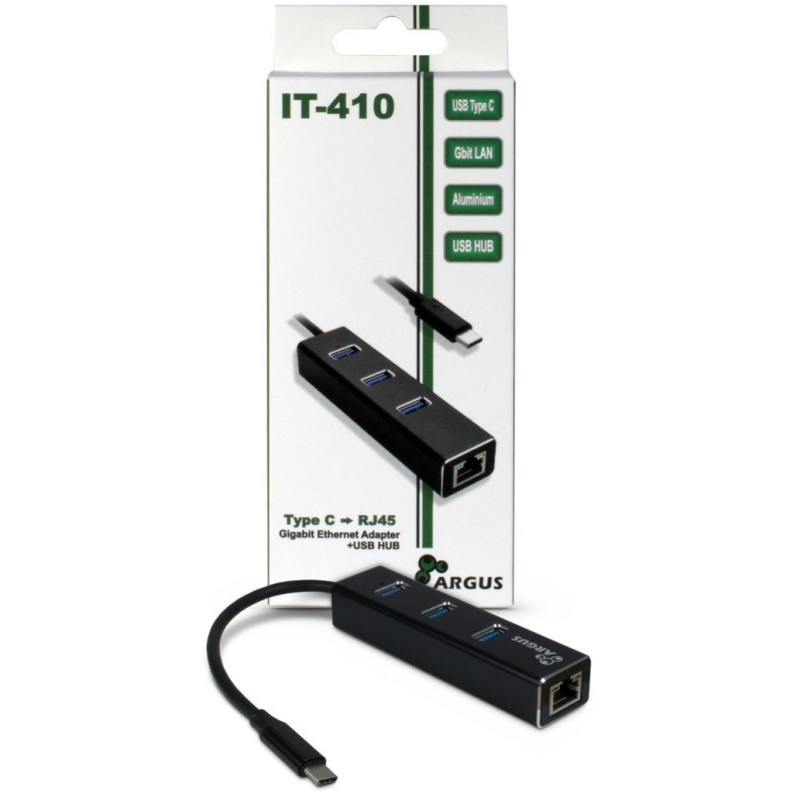 HUB USB-C => 3xUSB3.0 LAN RJ45 100/1000 Inter-Tech Argus IT-410 (88885440) Inter-Tech HUB USB-C => 3xUSB3.0 LAN RJ45 100/1000 Inter-Tech Argus IT-410 (88885440)