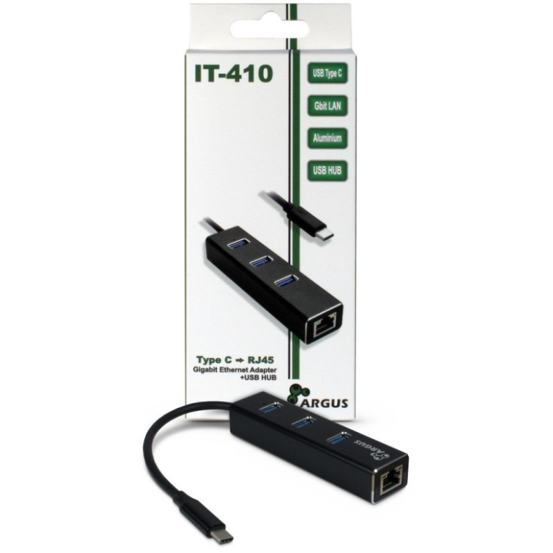 HUB USB-C => 3xUSB3.0 LAN RJ45 100/1000 Inter-Tech Argus IT-410 (88885440) Inter-Tech HUB USB-C => 3xUSB3.0 LAN RJ45 100/1000 Inter-Tech Argus IT-410 (88885440)