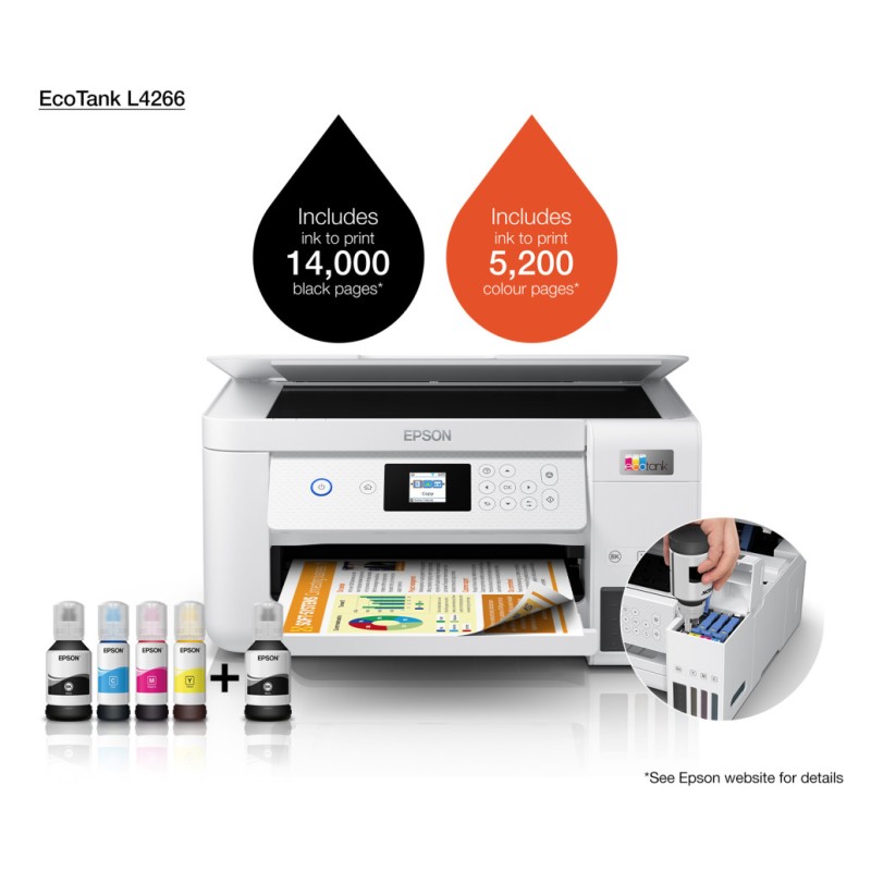 Tiskalnik Brizgalni Barvni Multifunkcijski Epson EcoTank ITS L4266 A4/tiskanje/skeniranje/kopiranje/Wi-Fi (C11CJ63414) Epson Tiskalnik Brizgalni Barvni Multifunkcijski Epson EcoTank ITS L4266 A4/tiskanje/skeniranje/kopiranje/Wi-Fi (C11CJ63414)