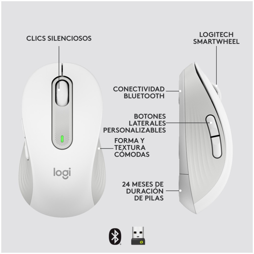 Miš brezžična + Bluetooth Logitech M650 2000DPI Signature bela (910-006255) LOGITECH Miš brezžična + Bluetooth Logitech M650 2000DPI Signature bela (910-006255)