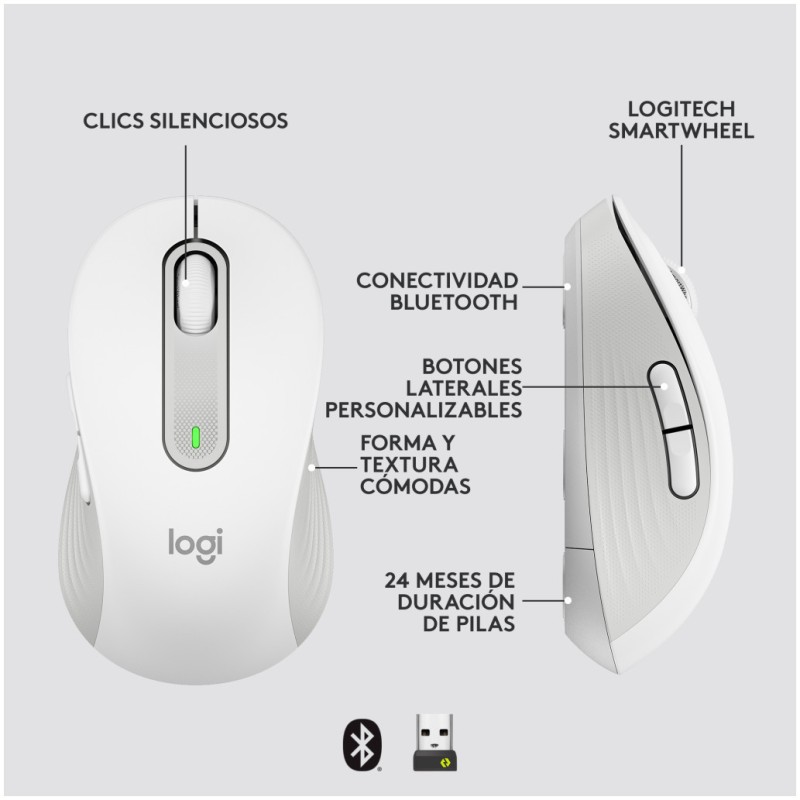 Miš brezžična + Bluetooth Logitech M650 2000DPI Signature bela (910-006255) LOGITECH Miš brezžična + Bluetooth Logitech M650 2000DPI Signature bela (910-006255)
