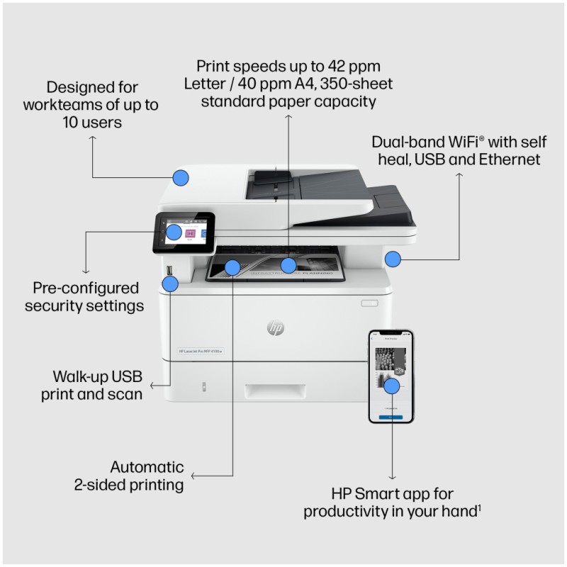Tiskalnik multifunkcijski laserski ČB HP LaserJet Pro 4102fdw A4 duplex tisk duplex skeniranje faks USB LAN WiFi 40ppm (2Z624F#B19) HP Tiskalnik multifunkcijski laserski ČB HP LaserJet Pro 4102fdw A4 duplex tisk duplex skeniranje faks USB LAN WiFi 40ppm (2Z624F#B19)