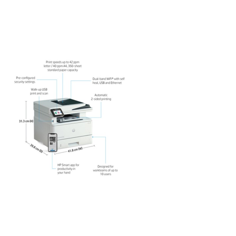 Tiskalnik multifunkcijski laserski ČB HP LaserJet Pro 4102fdw A4 duplex tisk duplex skeniranje faks USB LAN WiFi 40ppm (2Z624F#B19) HP Tiskalnik multifunkcijski laserski ČB HP LaserJet Pro 4102fdw A4 duplex tisk duplex skeniranje faks USB LAN WiFi 40ppm (2Z624F#B19)