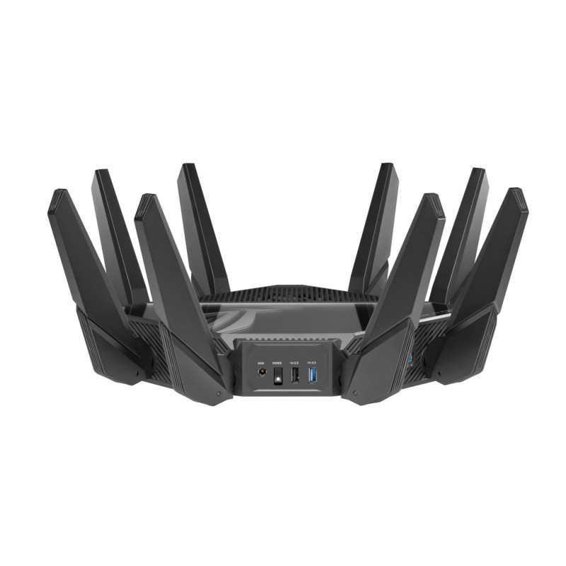 Usmerjevalnik brezžični Asus ROG Rapture GT-AXE16000 WiFi6E 802.11ax AXE16000 4804Mbit/s MESH OFDMA MU-MIMO quadband 4xLAN 2xLAN/WAN10GB 8x antena 4x notranja antena (90IG06W0-MU2A10) ASUS Usmerjevalnik brezžični Asus ROG Rapture GT-AXE16000 WiFi6E 802.11ax AXE16000 4804Mbit/s MESH OFDMA MU-MIMO quadband 4xLAN 2xLAN/WAN10GB 8x antena 4x notranja antena (90IG06W0-MU2A10)