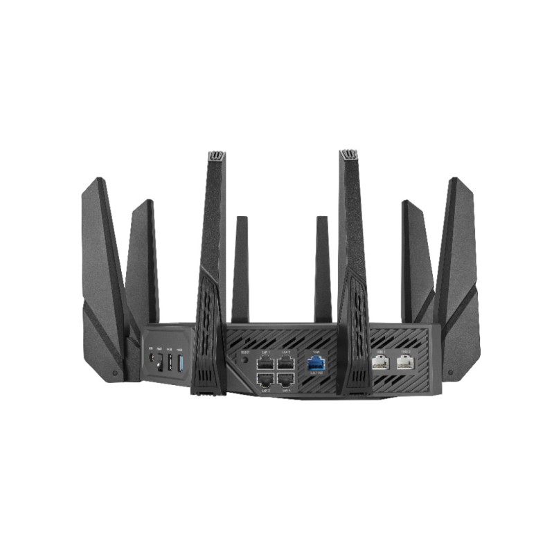 Usmerjevalnik brezžični Asus ROG Rapture GT-AXE16000 WiFi6E 802.11ax AXE16000 4804Mbit/s MESH OFDMA MU-MIMO quadband 4xLAN 2xLAN/WAN10GB 8x antena 4x notranja antena (90IG06W0-MU2A10) ASUS Usmerjevalnik brezžični Asus ROG Rapture GT-AXE16000 WiFi6E 802.11ax AXE16000 4804Mbit/s MESH OFDMA MU-MIMO quadband 4xLAN 2xLAN/WAN10GB 8x antena 4x notranja antena (90IG06W0-MU2A10)
