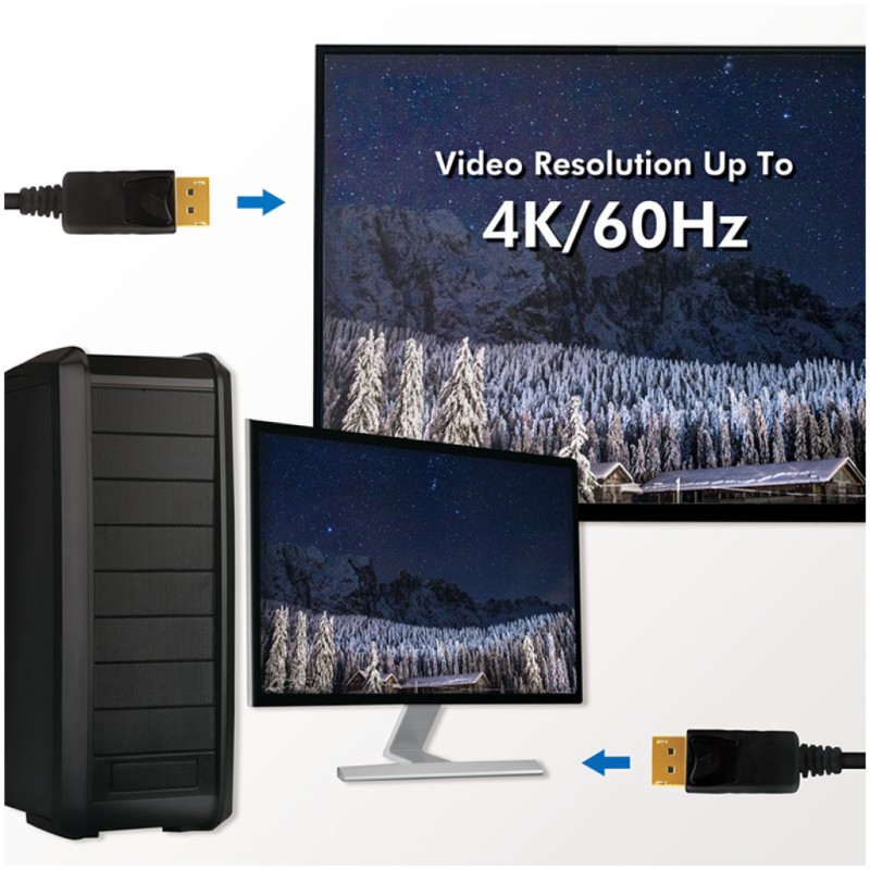 Kabel DisplayPort (m) => DisplayPort (m) 2,0m LogiLink 1.2 pozlačeni konektorji 4K@60Hz CCS (CD0101) LOGILINK Kabel DisplayPort (m) => DisplayPort (m) 2,0m LogiLink 1.2 pozlačeni konektorji 4K@60Hz CCS (CD0101)