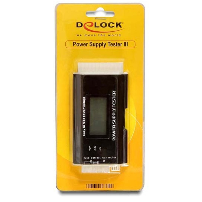 Napajalnik tester za napajalnike 24 pin z LED prikazovalnikom Delock Delock Napajalnik tester za napajalnike 24 pin z LED prikazovalnikom Delock