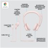 Slušalke žične Logitech naglavne z mikrofonom USB H390 roza (981-001281)