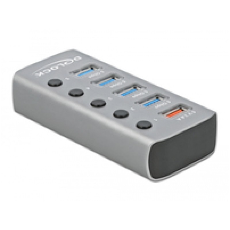 HUB USB 3.2G1 4portni + 1port s hitrim polnjenjem Delock (63262) Delock HUB USB 3.2G1 4portni + 1port s hitrim polnjenjem Delock (63262)