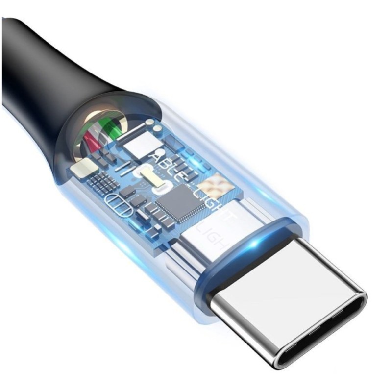 Kabel USB-C => USB-A 2.0 tekstil ovoj 1,00m 5V/3A QC3 LED indikator polnjenja Baseus črn(CATCD-01) Baseus Kabel USB-C => USB-A 2.0 tekstil ovoj 1,00m 5V/3A QC3 LED indikator polnjenja Baseus črn(CATCD-01)