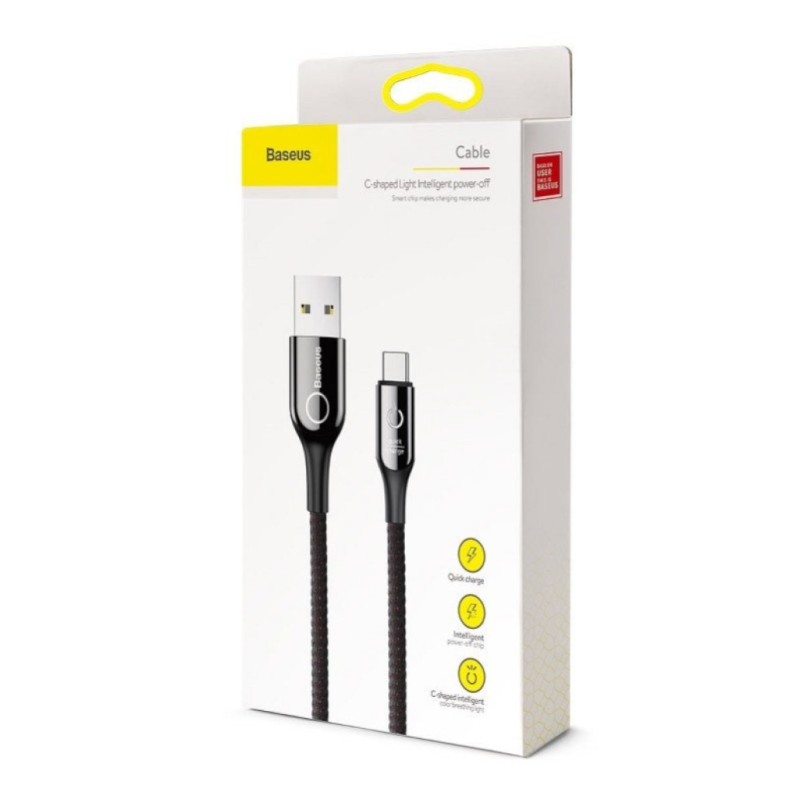 Kabel USB-C => USB-A 2.0 tekstil ovoj 1,00m 5V/3A QC3 LED indikator polnjenja Baseus črn(CATCD-01) Baseus Kabel USB-C => USB-A 2.0 tekstil ovoj 1,00m 5V/3A QC3 LED indikator polnjenja Baseus črn(CATCD-01)